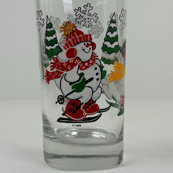 Vintage 1999 Home Interiors Snowman Holiday Drinking Glasses 10 oz Set Of 2 - Picture 2 of 12